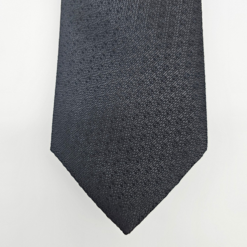 Tommy Hilfiger Mens Tie Textured Silk Blend Formal Business Necktie Black OS‎